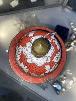 Lot 380 - CHINESE CLOISONNE URN AND COVER