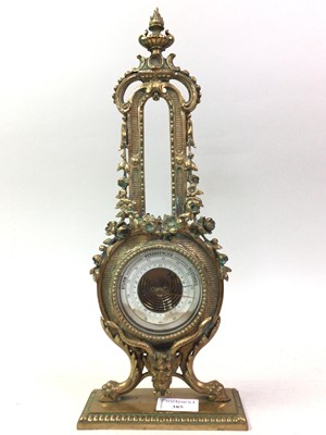 Lot 385 - GERMAN BRASS WHEEL BAROMETER