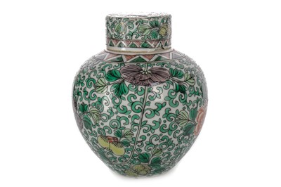 Lot 1320 - CHINESE FAMILLE VERTE GINGER JAR AND COVER