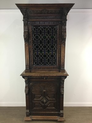 Lot 1259 - GOTHIC STYLE CARVED OAK CABINET