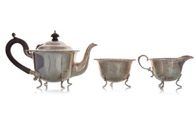 Lot 1124 - GEORGE V SILVER THREE-PIECE BACHELOR'S TEA SERVICE