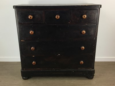 Lot 123 - VICTORIAN EBONISED PINE CHEST OF DRAWERS