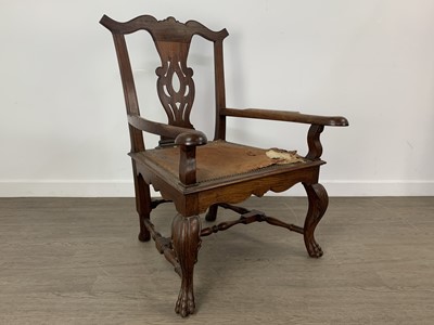 Lot 125 - GEORGE III STYLE MAHOGANY CARVER CHAIR