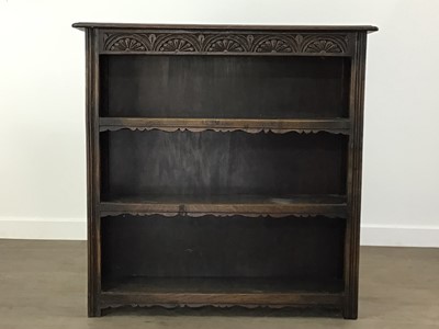 Lot 138 - CARVED OAK OPEN BOOKCASE