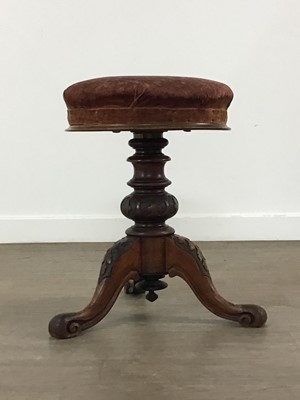 Lot 141 - VICTORIAN WALNUT PIANO STOOL