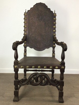 Lot 142 - VICTORIAN CARVED WOOD THRONE CHAIR