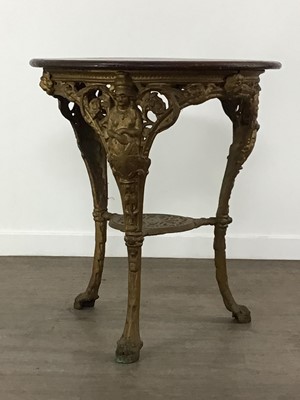 Lot 148 - MAHOGANY AND CAST IRON CAFE TABLE