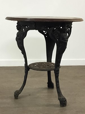 Lot 149 - MAHOGANY AND CAST IRON CAFE TABLE