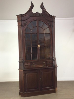 Lot 172 - VICTORIAN MAHOGANY CORNER DISPLAY CABINET