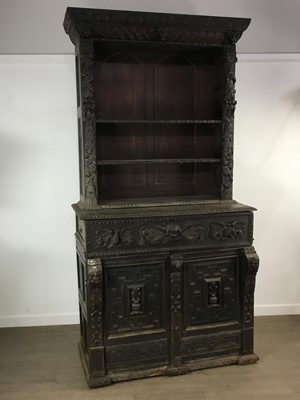 Lot 185 - VICTORIAN OAK BOOKCASE ON CHEST