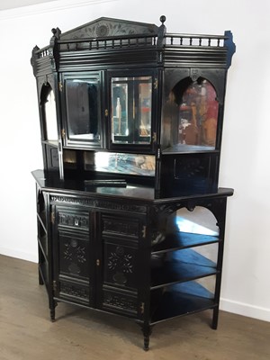 Lot 476 - AESTHETIC EBONISED MIRROR BACK SIDEBOARD