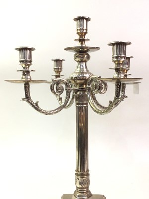 Lot 482 - SILVER PLATED FIVE LIGHT CANDELABRUM