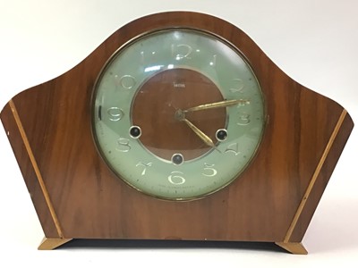 Lot 491 - TWO SMITH'S WALNUT MANTEL CLOCKS