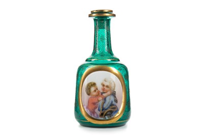 Lot 1272 - BOHEMIAN TEAL GLASS DECANTER