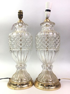 Lot 509 - PAIR OF GLASS TABLE LAMPS