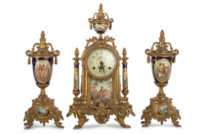 Lot 987 - FRANZ HERMLE, REPRODUCTION CLOCK GARNITURE