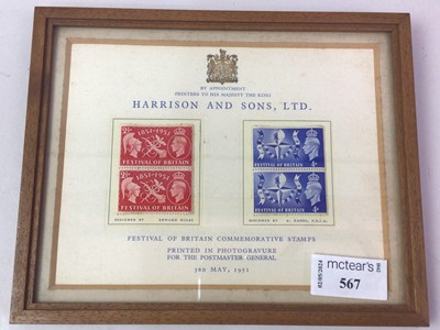 Lot 567 - HARRISON & SONS LTD FESTIVAL OF BRITAIN COMMEMORATIVE STAMPS