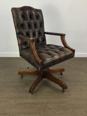 Lot 572 - REPRODUCTION LEATHER ARMCHAIR