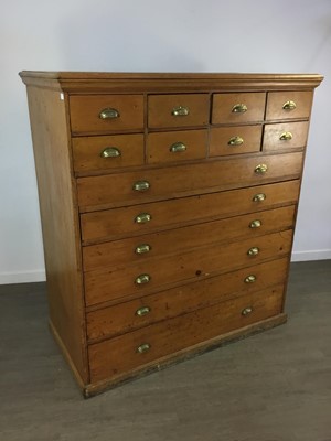 Lot 545 - VICTORIAN PINE HABERDASHERY CHEST OF DRAWERS