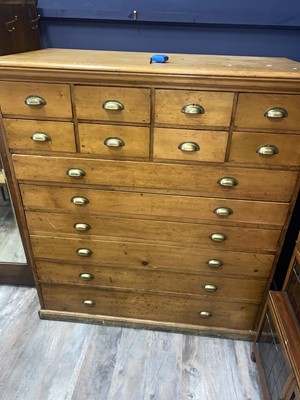 Lot 545 - VICTORIAN PINE HABERDASHERY CHEST OF DRAWERS