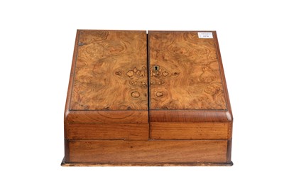 Lot 1274 - BURR WALNUT STATIONERY BOX