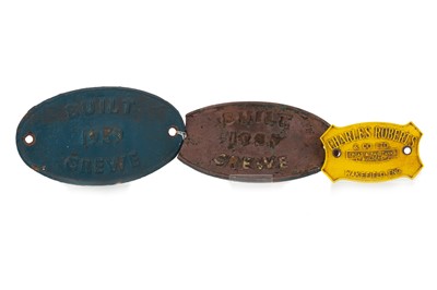 Lot 1289 - GROUP OF THREE RAILWAY CAST IRON PLATES