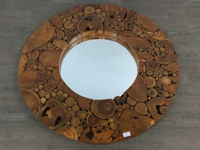 Lot 704 - CONTEMPORARY WOODWORK WALL MIRROR