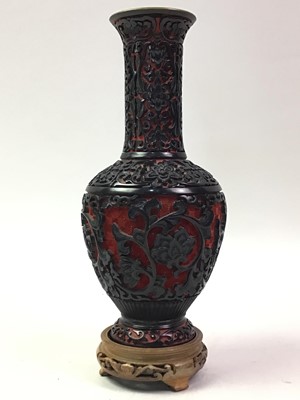 Lot 767 - CHINESE CINNABAR VASE