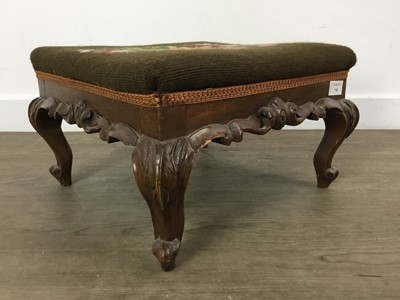 Lot 779 - VICTORIAN CARVED MAHOGANY FOOTSTOOL