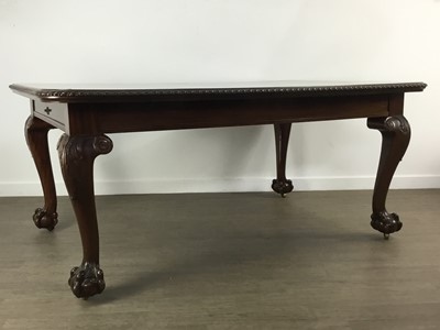 Lot 1459 - MAHOGANY EXTENDING DINING TABLE AND TEN CHAIRS