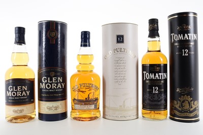 Lot 98 - OLD PULTENEY 12 YEAR OLD, TOMATIN 12 YEAR OLD AND GLEN MORAY