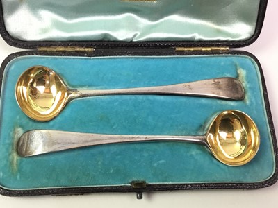 Lot 31 - PAIR OF GEORGE III SILVER AND PARCEL GILT MUSTARD SPOONS