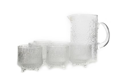 Lot 563 - TAPIO WIRKKALA (FINNISH, 1915-85) FOR IITTALA, SET OF SIX 'ULTIMA THULE' TUMBLERS AND PITCHER