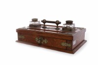 Lot 995 - VICTORIAN OAK OBLONG DESK STAND with two...
