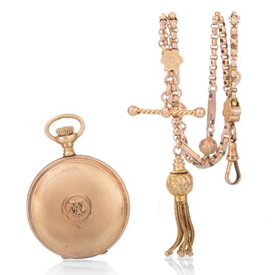 Lot 818 - LADY'S FOB WATCH AND CHAIN