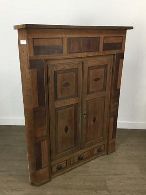 Lot 691 - OAK AND WALNUT CORNER CUPBOARD