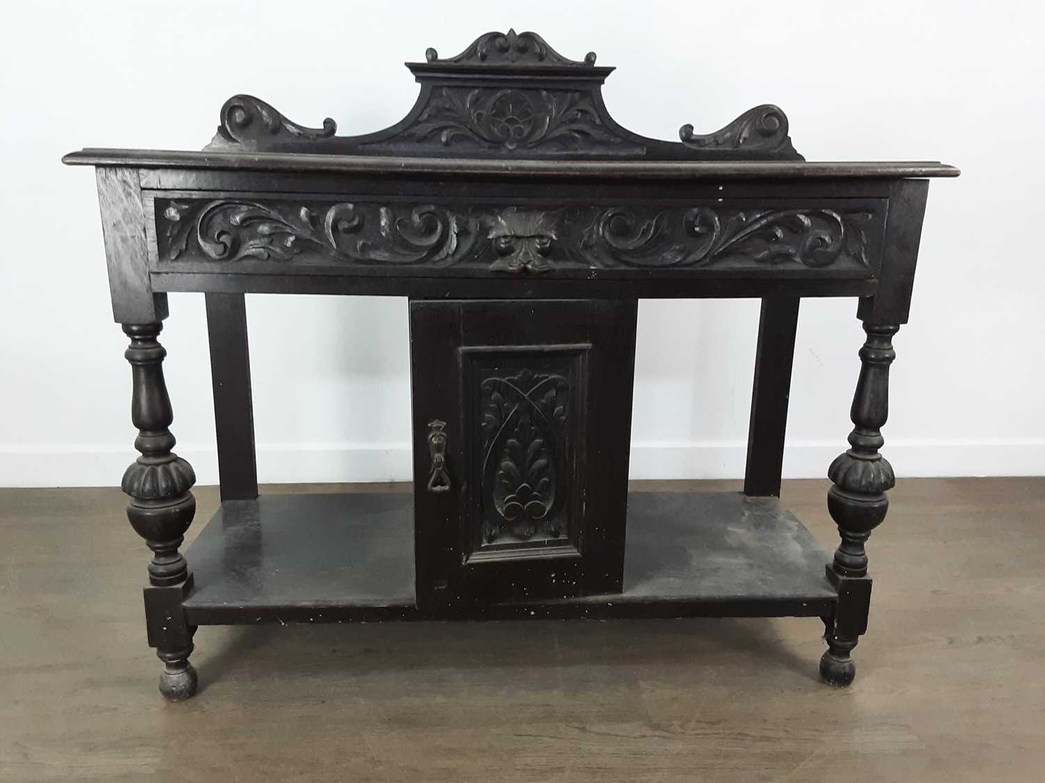 Lot 235 - VICTORIAN CARVED OAK HALL TABLE,