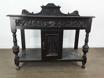 Lot 235 - VICTORIAN CARVED OAK HALL TABLE