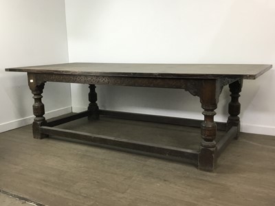 Lot 244 - LARGE VICTORIAN OAK REFECTORY DINING TABLE