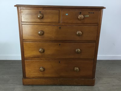Lot 102 - VICTORIAN PINE CHEST OF DRAWERS