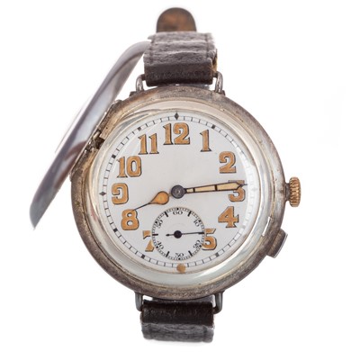 Lot 820 - WWI SILVER CASED DEMI HUNTER TRENCH WATCH