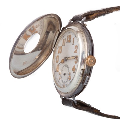 Lot 820 - WWI SILVER CASED DEMI HUNTER TRENCH WATCH