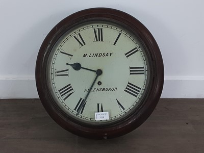 Lot 119 - VICTORIAN OAK WALL CLOCK