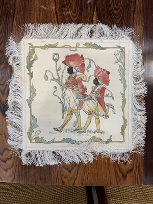 Lot 576 - WALTER CRANE (BRITISH, 1845 - 1915) FOR JOHN WILSON & SONS, SET OF SIX DESSERT DOILIES