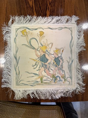 Lot 576 - WALTER CRANE (BRITISH, 1845 - 1915) FOR JOHN WILSON & SONS, SET OF SIX DESSERT DOILIES