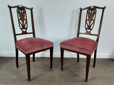 Lot 203 - PAIR OF EDWARDIAN WALNUT DINING CHAIRS