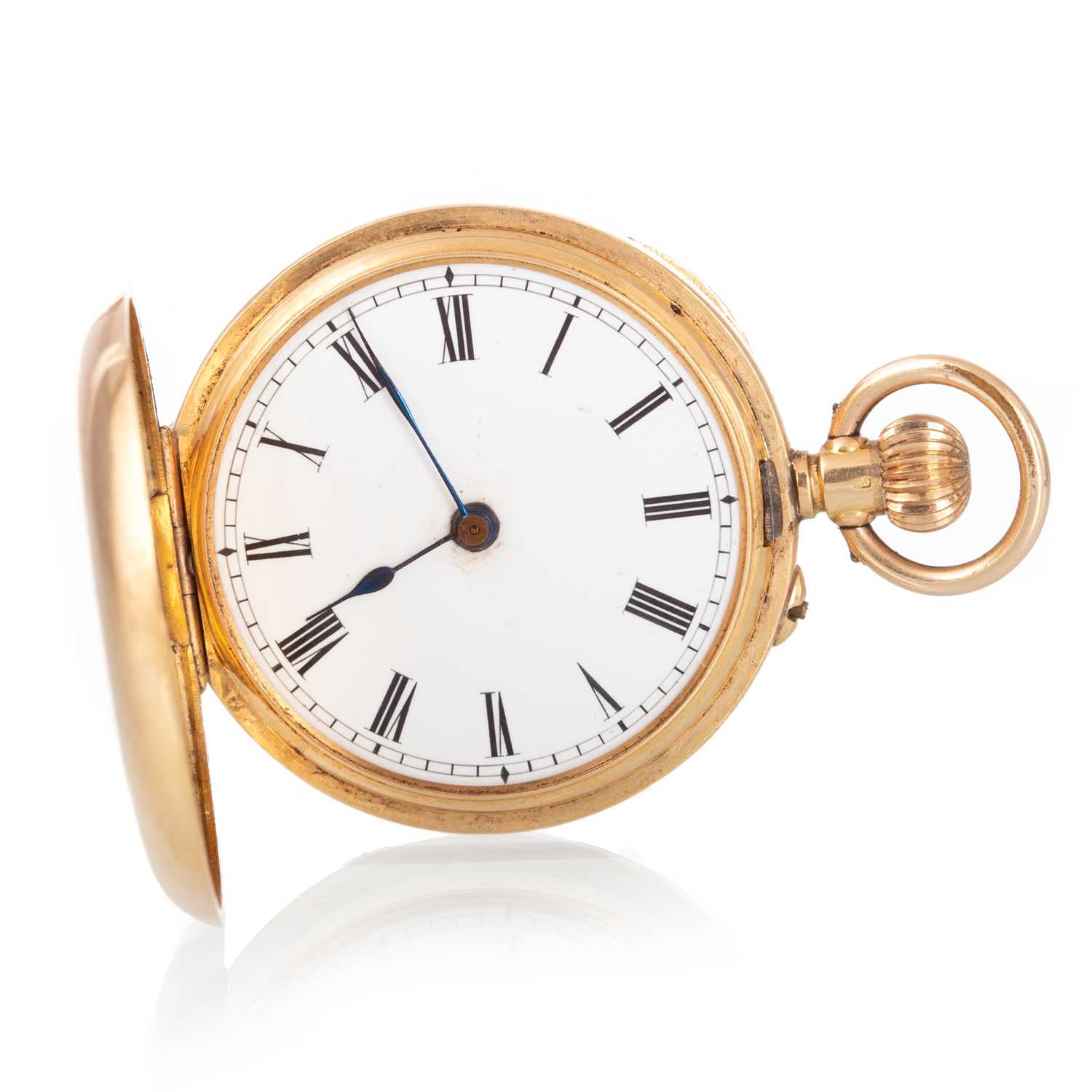 Lot 821 - EIGHTEEN CARAT GOLD FULL HUNTER FOB WATCH