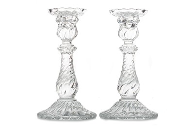 Lot 1371 - BACCARAT, PAIR OF 'BAMBOUS' CANDLESTICKS