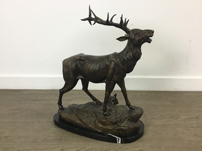 Lot 1372 - BRONZE FIGURE OF A STAG