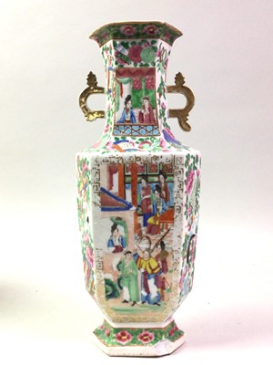 Lot 330 - CANTON FAMILLE ROSE VASE, LATE 19TH CENTURY